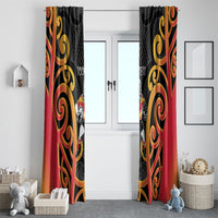 Waikato Custom Rugby New Zealand Window Curtain Aotearoa Maori Pukana Tiki Mascot