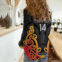 Waikato Custom Rugby New Zealand Women Casual Shirt Aotearoa Maori Pukana Tiki Mascot