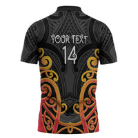 Waikato Custom Rugby New Zealand Zipper Polo Shirt Aotearoa Maori Pukana Tiki Mascot