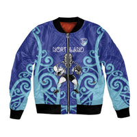 Northland Custom Rugby New Zealand Bomber Jacket Aotearoa Maori Pukana Tiki Mascot