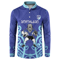 Northland Custom Rugby New Zealand Button Sweatshirt Aotearoa Maori Pukana Tiki Mascot