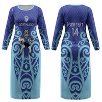 Northland Custom Rugby New Zealand Couples Matching Long Sleeve Bodycon Dress and Hawaiian Shirt Aotearoa Maori Pukana Tiki Mascot