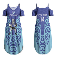 Northland Custom Rugby New Zealand Couples Matching Summer Maxi Dress and Long Sleeve Button Shirt Aotearoa Maori Pukana Tiki Mascot
