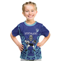 Northland Custom Rugby New Zealand Kid T Shirt Aotearoa Maori Pukana Tiki Mascot