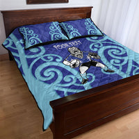 Northland Custom Rugby New Zealand Quilt Bed Set Aotearoa Maori Pukana Tiki Mascot