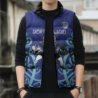 Northland Custom Rugby New Zealand Sleeveless Puffer Jacket Aotearoa Maori Pukana Tiki Mascot