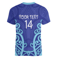 Northland Custom Rugby New Zealand Women V-Neck T-Shirt Aotearoa Maori Pukana Tiki Mascot