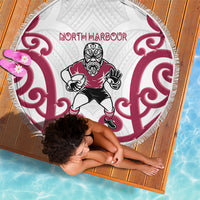 North Harbour Rugby New Zealand Beach Blanket Aotearoa Maori Pukana Tiki Mascot