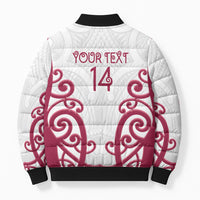 North Harbour Custom Rugby New Zealand Bomber Puffer Jacket Aotearoa Maori Pukana Tiki Mascot
