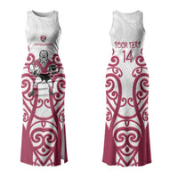 North Harbour Custom Rugby New Zealand Family Matching Tank Maxi Dress and Hawaiian Shirt Aotearoa Maori Pukana Tiki Mascot