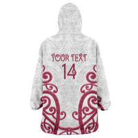 North Harbour Custom Rugby New Zealand Wearable Blanket Hoodie Aotearoa Maori Pukana Tiki Mascot