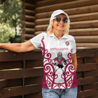 North Harbour Custom Rugby New Zealand Women Polo Shirt Aotearoa Maori Pukana Tiki Mascot
