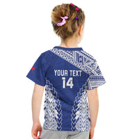 Toa Samoa Rugby Custom Kid T Shirt Go Champions Pacific Samoan Pattern - Polynesian Pride