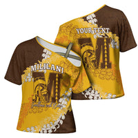 Personalized Mililani Hawaii High School Cross Shoulder Shirt Puakenikeni Lei Hawaiian Pattern - Polynesian Pride