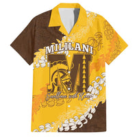Personalized Mililani Hawaii High School Family Matching Long Sleeve Bodycon Dress and Hawaiian Shirt Puakenikeni Lei Hawaiian Pattern LT14 Dad's Shirt - Short Sleeve Yellow - Polynesian Pride