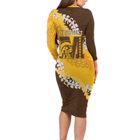 Personalized Mililani Hawaii High School Family Matching Long Sleeve Bodycon Dress and Hawaiian Shirt Puakenikeni Lei Hawaiian Pattern LT14 - Polynesian Pride