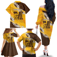 Personalized Mililani Hawaii High School Family Matching Off The Shoulder Long Sleeve Dress and Hawaiian Shirt Puakenikeni Lei Hawaiian Pattern LT14 - Polynesian Pride