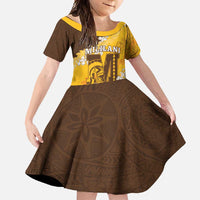 Personalized Mililani Hawaii High School Family Matching Short Sleeve Bodycon Dress and Hawaiian Shirt Puakenikeni Lei Hawaiian Pattern LT14 Daughter's Dress Yellow - Polynesian Pride