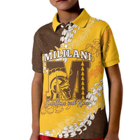 Personalized Mililani Hawaii High School Kid Polo Shirt Puakenikeni Lei Hawaiian Pattern - Polynesian Pride