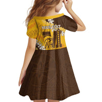 Personalized Mililani Hawaii High School Kid Short Sleeve Dress Puakenikeni Lei Hawaiian Pattern - Polynesian Pride