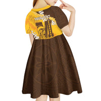 Personalized Mililani Hawaii High School Kid Short Sleeve Dress Puakenikeni Lei Hawaiian Pattern - Polynesian Pride