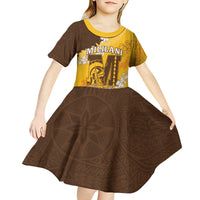 Personalized Mililani Hawaii High School Kid Short Sleeve Dress Puakenikeni Lei Hawaiian Pattern - Polynesian Pride