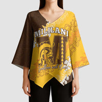 Personalized Mililani Hawaii High School Kimono Sleeve Blouse Puakenikeni Lei Hawaiian Pattern - Polynesian Pride