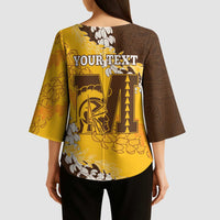 Personalized Mililani Hawaii High School Kimono Sleeve Blouse Puakenikeni Lei Hawaiian Pattern - Polynesian Pride