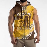 Personalized Mililani Hawaii High School Sleeveless Zip Hoodie Puakenikeni Lei Hawaiian Pattern - Polynesian Pride