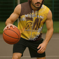 Personalized Mililani Hawaii High School Sleeveless Zip Hoodie Puakenikeni Lei Hawaiian Pattern - Polynesian Pride