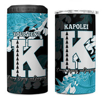 Personalized Kapolei Hawaii High School 4 in 1 Can Cooler Tumbler Puakenikeni Lei Hawaiian Pattern - Polynesian Pride
