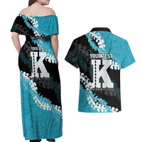 Personalized Kapolei Hawaii High School Couples Matching Off Shoulder Maxi Dress and Hawaiian Shirt Puakenikeni Lei Hawaiian Pattern - Polynesian Pride