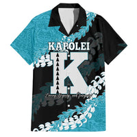 Personalized Kapolei Hawaii High School Family Matching Mermaid Dress and Hawaiian Shirt Puakenikeni Lei Hawaiian Pattern LT14 Dad's Shirt - Short Sleeve Teal - Polynesian Pride