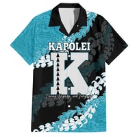 Personalized Kapolei Hawaii High School Family Matching Off The Shoulder Long Sleeve Dress and Hawaiian Shirt Puakenikeni Lei Hawaiian Pattern LT14 Dad's Shirt - Short Sleeve Teal - Polynesian Pride