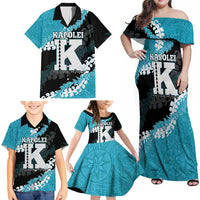 Personalized Kapolei Hawaii High School Family Matching Off Shoulder Maxi Dress and Hawaiian Shirt Puakenikeni Lei Hawaiian Pattern LT14 - Polynesian Pride