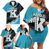 Personalized Kapolei Hawaii High School Family Matching Off Shoulder Short Dress and Hawaiian Shirt Puakenikeni Lei Hawaiian Pattern LT14 - Polynesian Pride