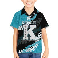 Personalized Kapolei Hawaii High School Family Matching Tank Maxi Dress and Hawaiian Shirt Puakenikeni Lei Hawaiian Pattern LT14 Son's Shirt Teal - Polynesian Pride