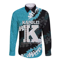 Personalized Kapolei Hawaii High School Long Sleeve Button Shirt Puakenikeni Lei Hawaiian Pattern - Polynesian Pride