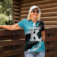 Personalized Kapolei Hawaii High School Women Polo Shirt Puakenikeni Lei Hawaiian Pattern - Polynesian Pride