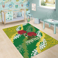 Personalized Leilehua Hawaii High School Area Rug Puakenikeni Lei Hawaiian Pattern - Polynesian Pride