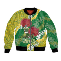 Personalized Leilehua Hawaii High School Bomber Jacket Puakenikeni Lei Hawaiian Pattern - Polynesian Pride