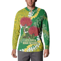 Personalized Leilehua Hawaii High School Button Sweatshirt Puakenikeni Lei Hawaiian Pattern - Polynesian Pride