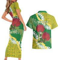 Personalized Leilehua Hawaii High School Couples Matching Short Sleeve Bodycon Dress and Hawaiian Shirt Puakenikeni Lei Hawaiian Pattern - Polynesian Pride