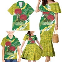 Personalized Leilehua Hawaii High School Family Matching Mermaid Dress and Hawaiian Shirt Puakenikeni Lei Hawaiian Pattern - Polynesian Pride
