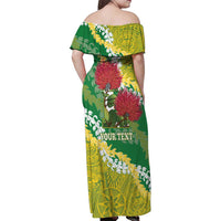 Personalized Leilehua Hawaii High School Family Matching Off Shoulder Maxi Dress and Hawaiian Shirt Puakenikeni Lei Hawaiian Pattern LT14 - Polynesian Pride