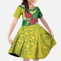 Personalized Leilehua Hawaii High School Family Matching Summer Maxi Dress and Hawaiian Shirt Puakenikeni Lei Hawaiian Pattern LT14 Daughter's Dress Green - Polynesian Pride