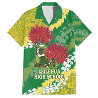Personalized Leilehua Hawaii High School Family Matching Tank Maxi Dress and Hawaiian Shirt Puakenikeni Lei Hawaiian Pattern LT14 Dad's Shirt - Short Sleeve Green - Polynesian Pride