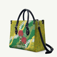 Personalized Leilehua Hawaii High School Leather Bag Puakenikeni Lei Hawaiian Pattern - Polynesian Pride