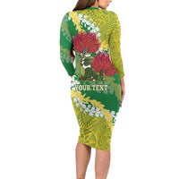 Personalized Leilehua Hawaii High School Long Sleeve Bodycon Dress Puakenikeni Lei Hawaiian Pattern - Polynesian Pride