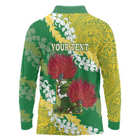 Personalized Leilehua Hawaii High School Long Sleeve Polo Shirt Puakenikeni Lei Hawaiian Pattern - Polynesian Pride